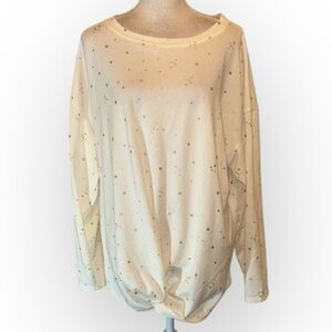 Tru Self metallic star tie knot sweater